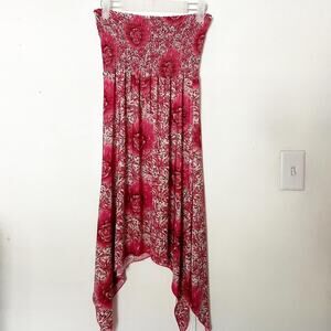 Sleeveless Tropical Floral Print Midi Dress